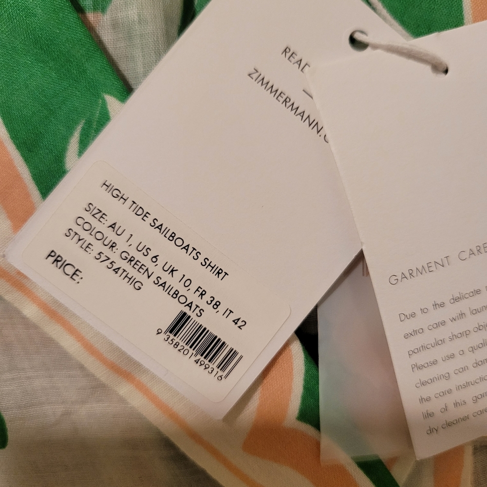 Zimmermann High Tide green Sailboat shirt and shorts 2 pc set - Picture 12 of 16